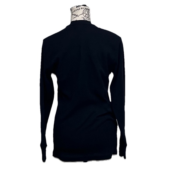 Vintage Y2k COTTONNET black Thermal Waffle Knit Top Mens Goth Grunge Moto Biker - Picture 4 of 10